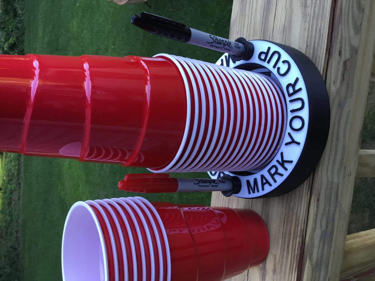 Mark Your Cup & Drink Up Solo Cup Holder with Marker slots FlipCup Red Drink Cup