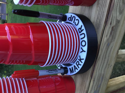 Mark Your Cup & Drink Up Solo Cup Holder with Marker slots FlipCup Red Drink Cup