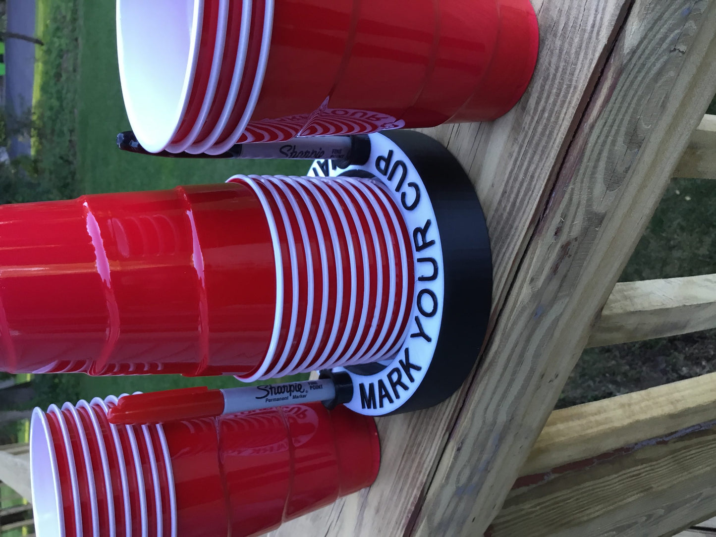 Mark Your Cup & Drink Up Solo Cup Holder with Marker slots FlipCup Red Drink Cup