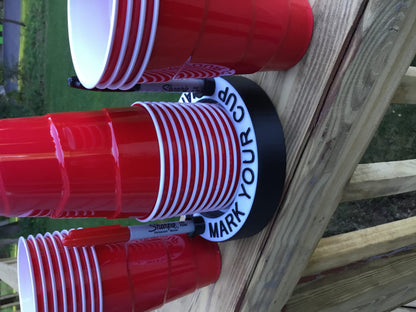 Mark Your Cup & Drink Up Solo Cup Holder with Marker slots FlipCup Red Drink Cup