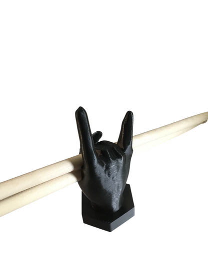 Rock-On Drumstick Holder Stand Display -Any Color SSWI, Heavy Metal Hand Gesture