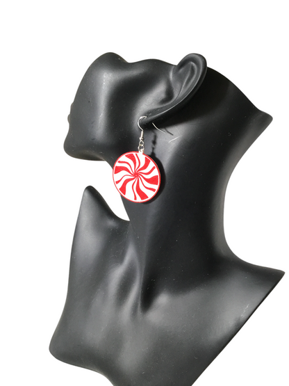 The White Stripes Jack White Peppermint Swirl Earrings 925 Sterling Silver Hooks