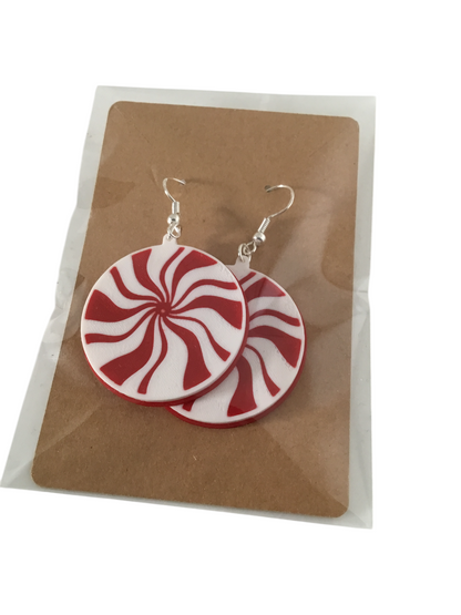 The White Stripes Jack White Peppermint Swirl Earrings 925 Sterling Silver Hooks
