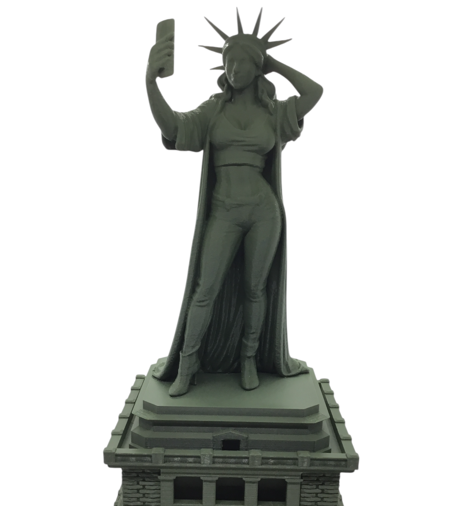 Modern Lady Liberty Statue of Liberty Selfie Style – 12” Tall Sculpture Souvenir