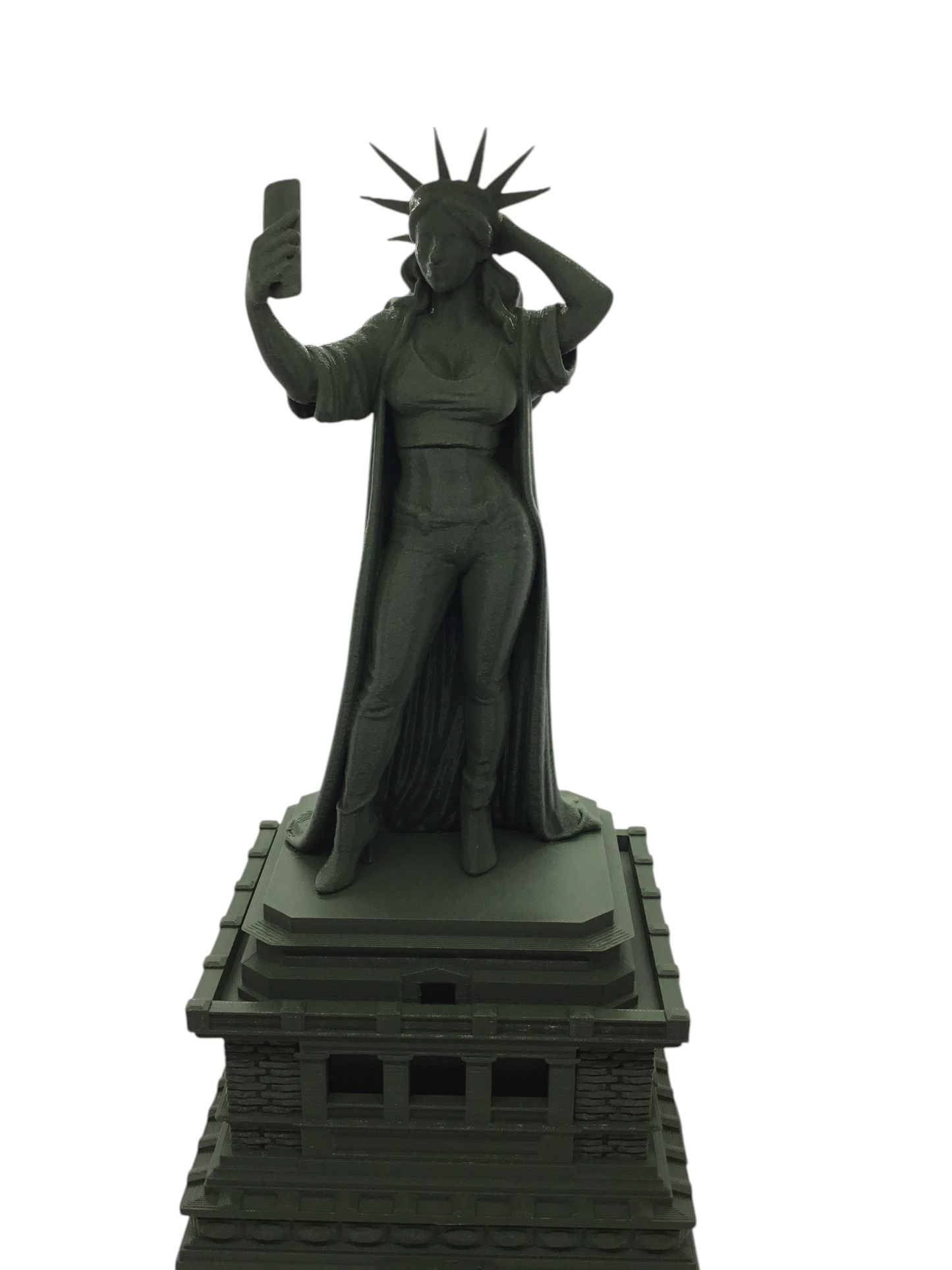 Modern Lady Liberty Statue of Liberty Selfie Style – 12” Tall Sculpture Souvenir
