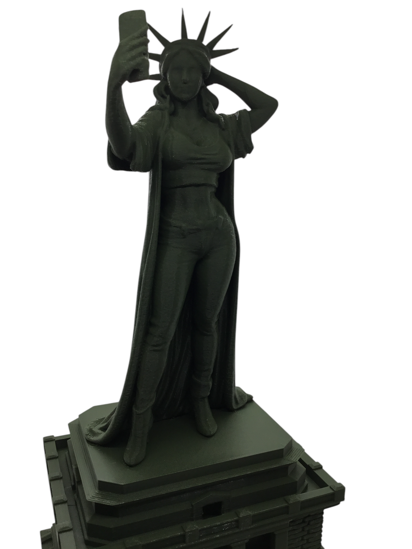 Modern Lady Liberty Statue of Liberty Selfie Style – 12” Tall Sculpture Souvenir