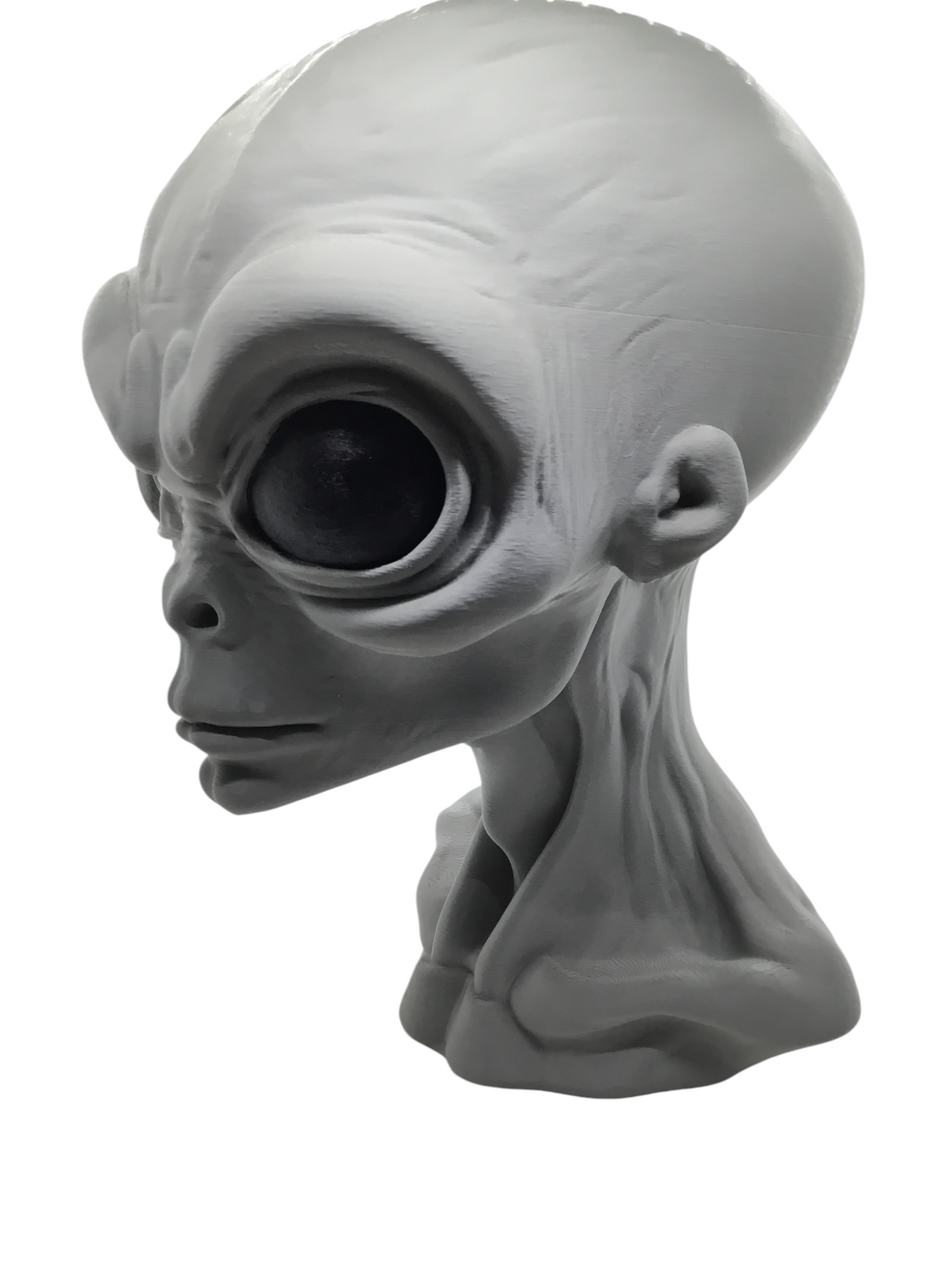 Large Alien Bust Sculpture 12.5" Detailed Grey Martian Head Sci-Fi Decor Statue