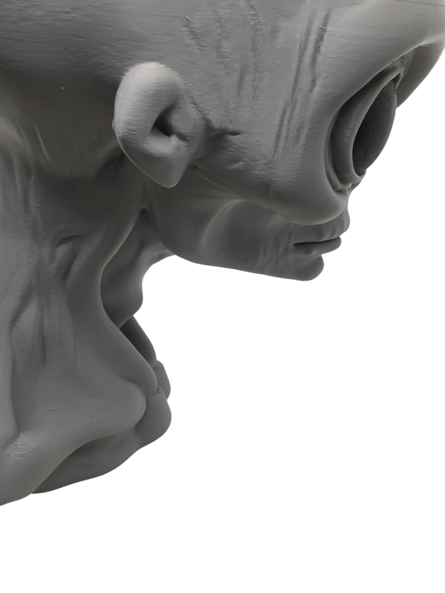 Large Alien Bust Sculpture 12.5" Detailed Grey Martian Head Sci-Fi Decor Statue