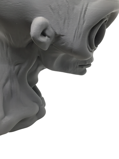 Large Alien Bust Sculpture 12.5" Detailed Grey Martian Head Sci-Fi Decor Statue