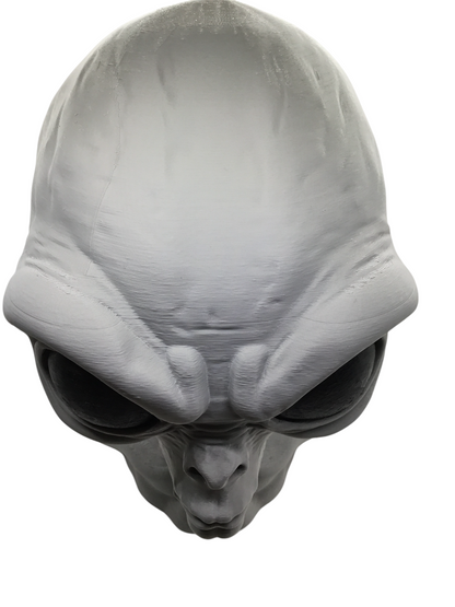 Large Alien Bust Sculpture 12.5" Detailed Grey Martian Head Sci-Fi Decor Statue