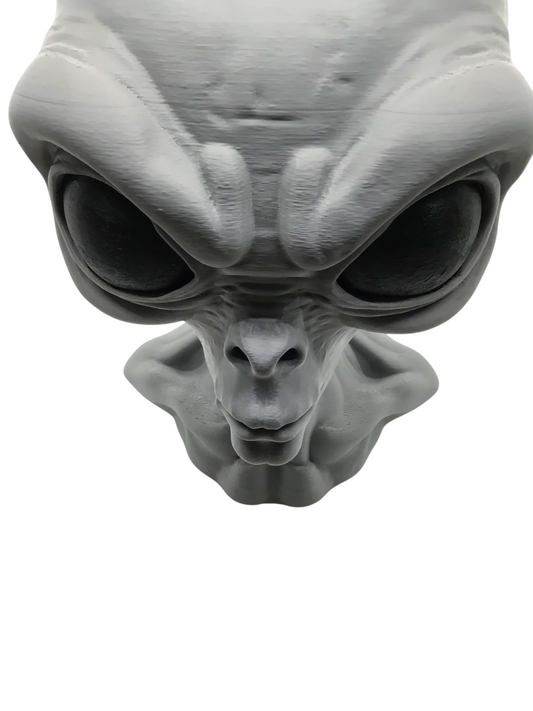 Large Alien Bust Sculpture 12.5" Detailed Grey Martian Head Sci-Fi Decor Statue