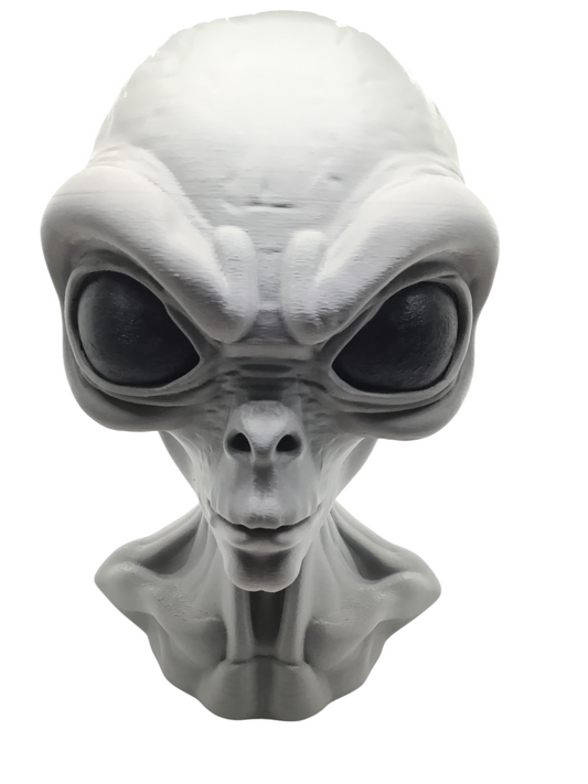 Large Alien Bust Sculpture 12.5" Detailed Grey Martian Head Sci-Fi Decor Statue