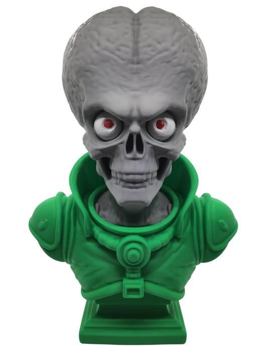 Large 12" Detailed Mars Attacks Alien Martian Sculpture Head Sci-Fi Décor Statue