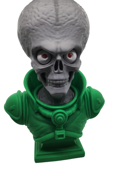Large 12" Detailed Mars Attacks Alien Martian Sculpture Head Sci-Fi Décor Statue
