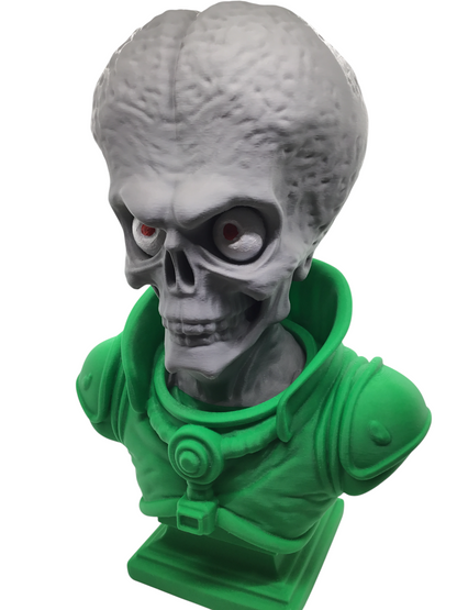 Large 12" Detailed Mars Attacks Alien Martian Sculpture Head Sci-Fi Décor Statue