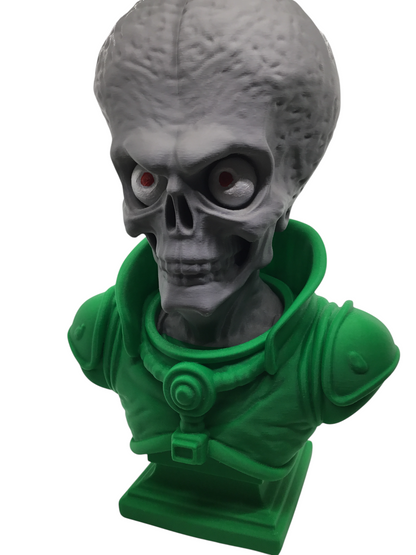 Large 12" Detailed Mars Attacks Alien Martian Sculpture Head Sci-Fi Décor Statue