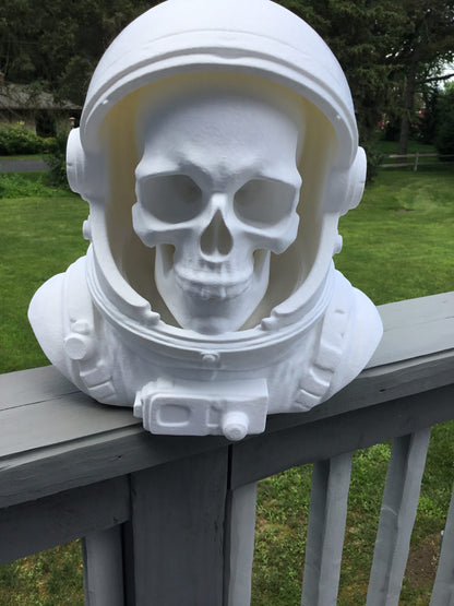 Custom 13" Astronaut Skull Helmet Display Bust Space Art Sculpture Unique Decor