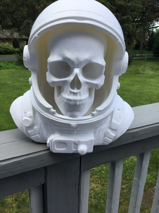 Custom 13" Astronaut Skull Helmet Display Bust Space Art Sculpture Unique Decor