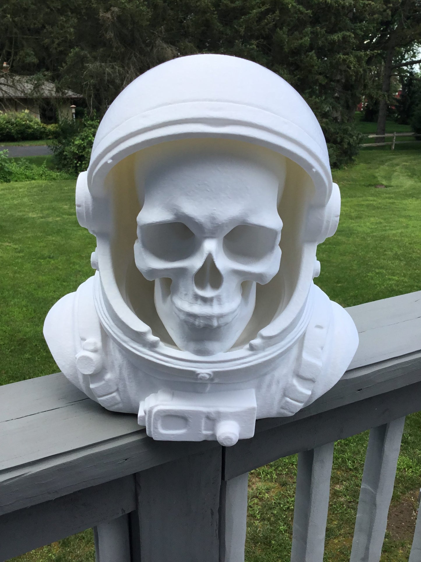 Custom 13" Astronaut Skull Helmet Display Bust Space Art Sculpture Unique Decor