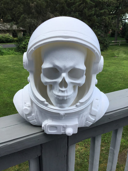 Custom 13" Astronaut Skull Helmet Display Bust Space Art Sculpture Unique Decor