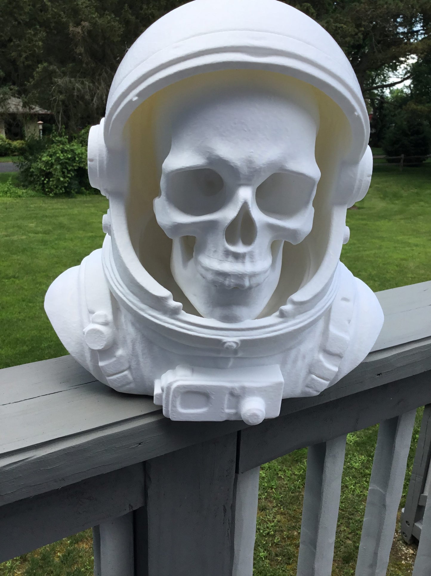 Custom 13" Astronaut Skull Helmet Display Bust Space Art Sculpture Unique Decor