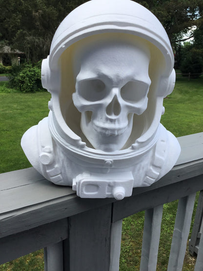 Custom 13" Astronaut Skull Helmet Display Bust Space Art Sculpture Unique Decor