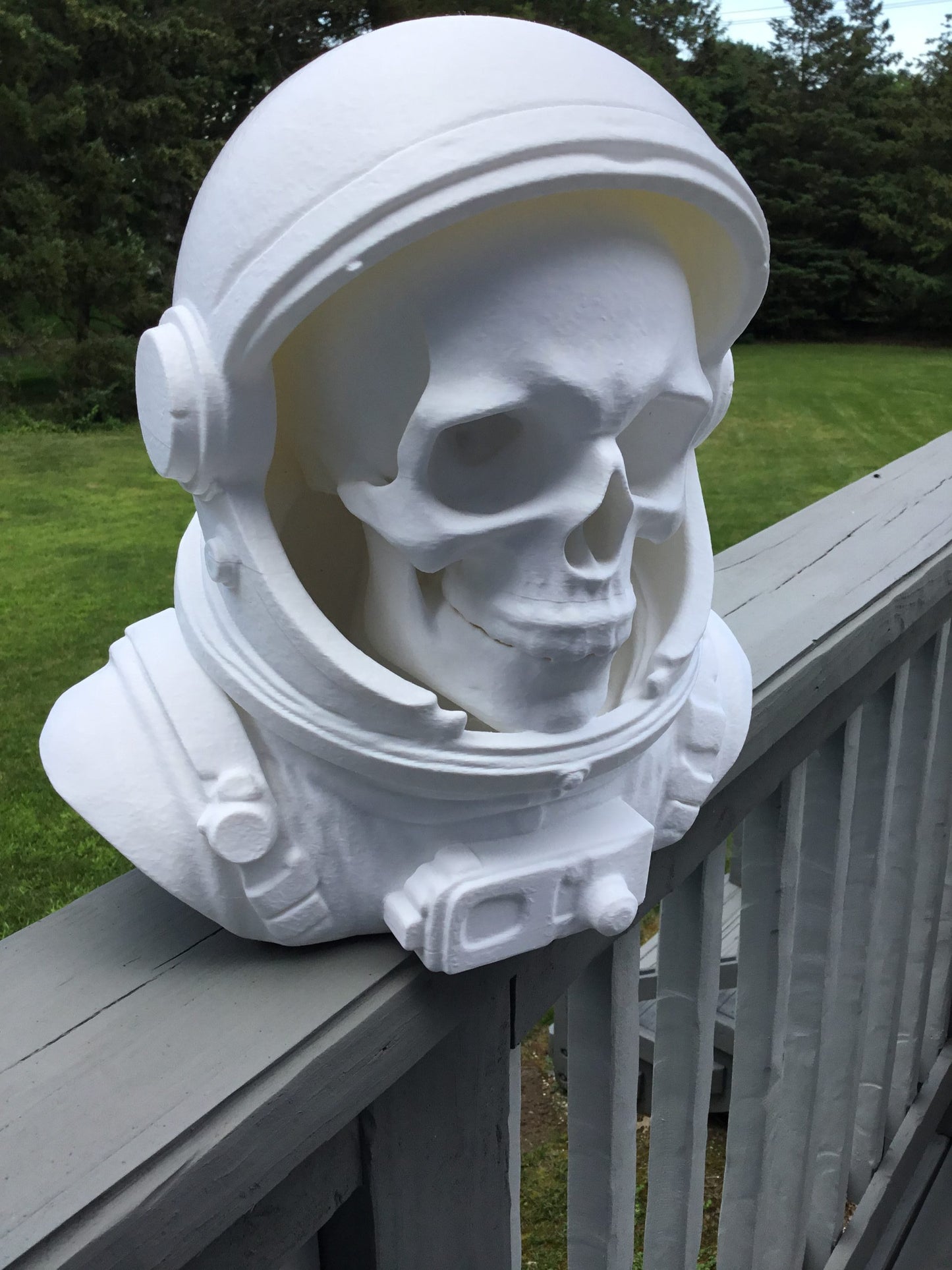 Custom 13" Astronaut Skull Helmet Display Bust Space Art Sculpture Unique Decor