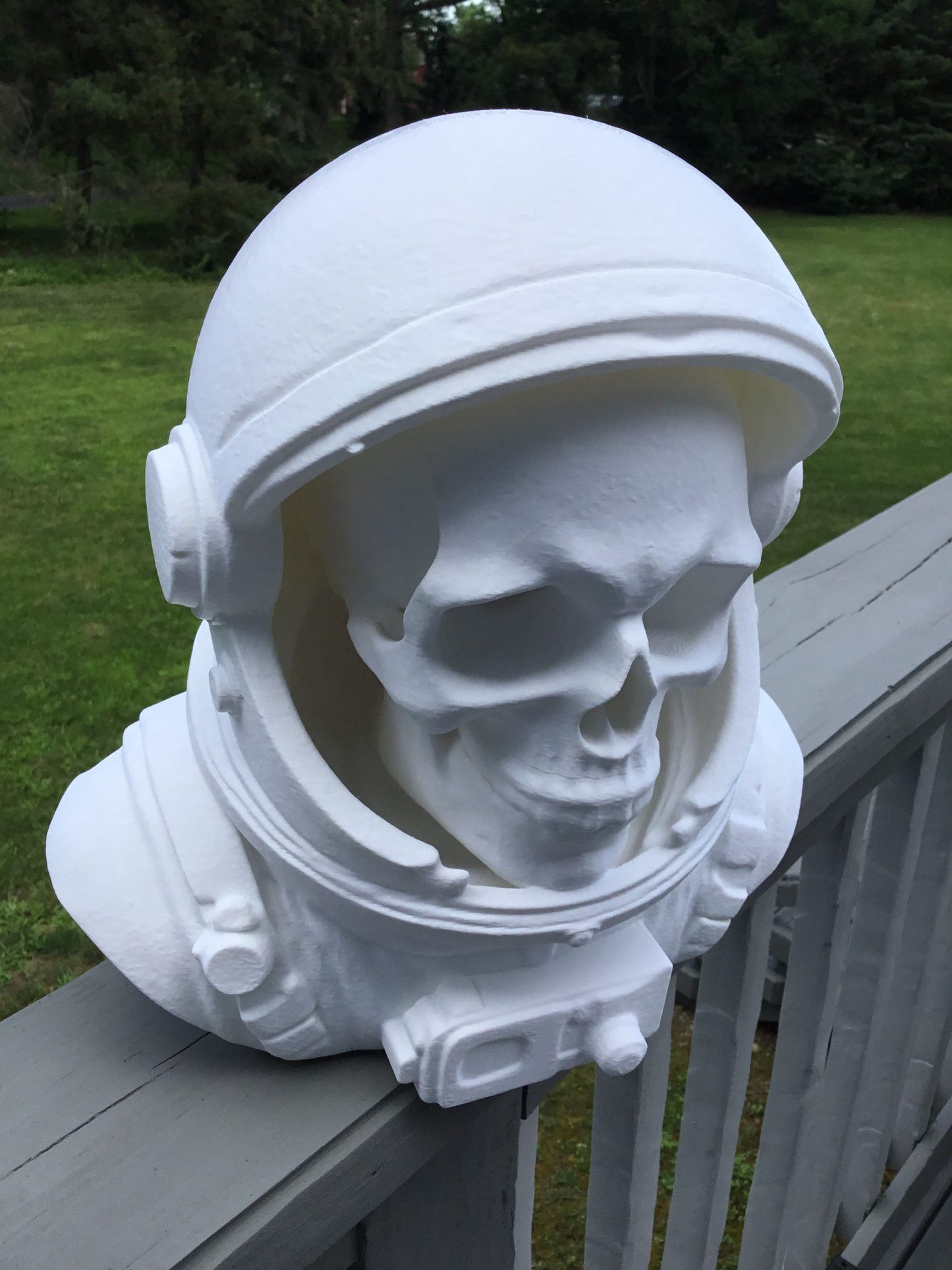Custom 13" Astronaut Skull Helmet Display Bust Space Art Sculpture Unique Decor