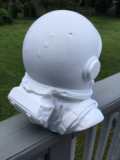 Custom 13" Astronaut Skull Helmet Display Bust Space Art Sculpture Unique Decor