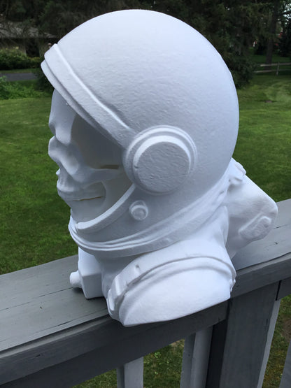 Custom 13" Astronaut Skull Helmet Display Bust Space Art Sculpture Unique Decor