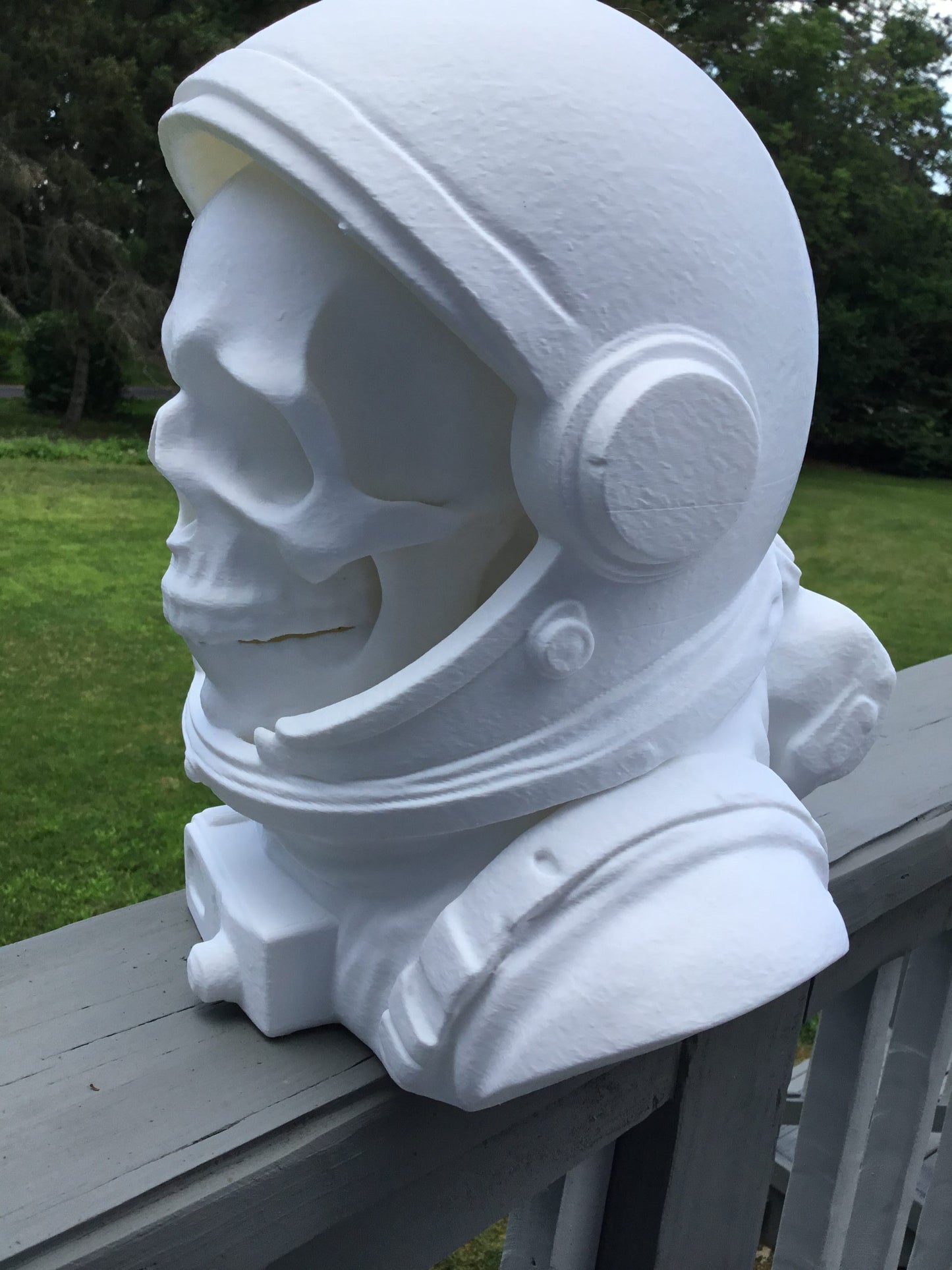 Custom 13" Astronaut Skull Helmet Display Bust Space Art Sculpture Unique Decor