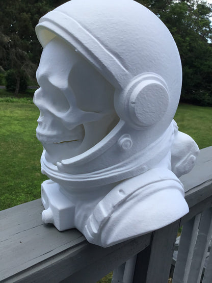 Custom 13" Astronaut Skull Helmet Display Bust Space Art Sculpture Unique Decor