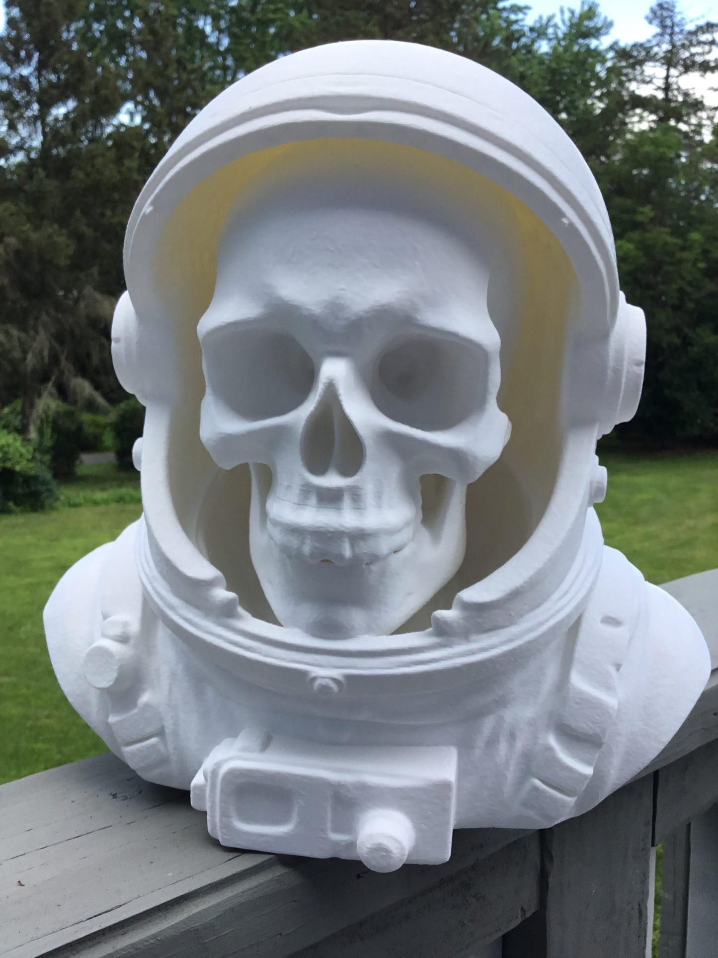 Custom 13" Astronaut Skull Helmet Display Bust Space Art Sculpture Unique Decor