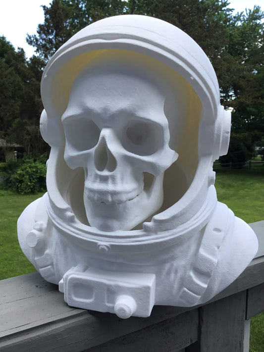 Custom 13" Astronaut Skull Helmet Display Bust Space Art Sculpture Unique Decor