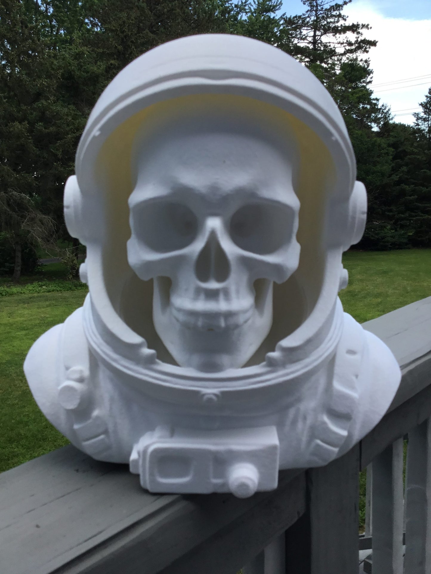 Custom 13" Astronaut Skull Helmet Display Bust Space Art Sculpture Unique Decor