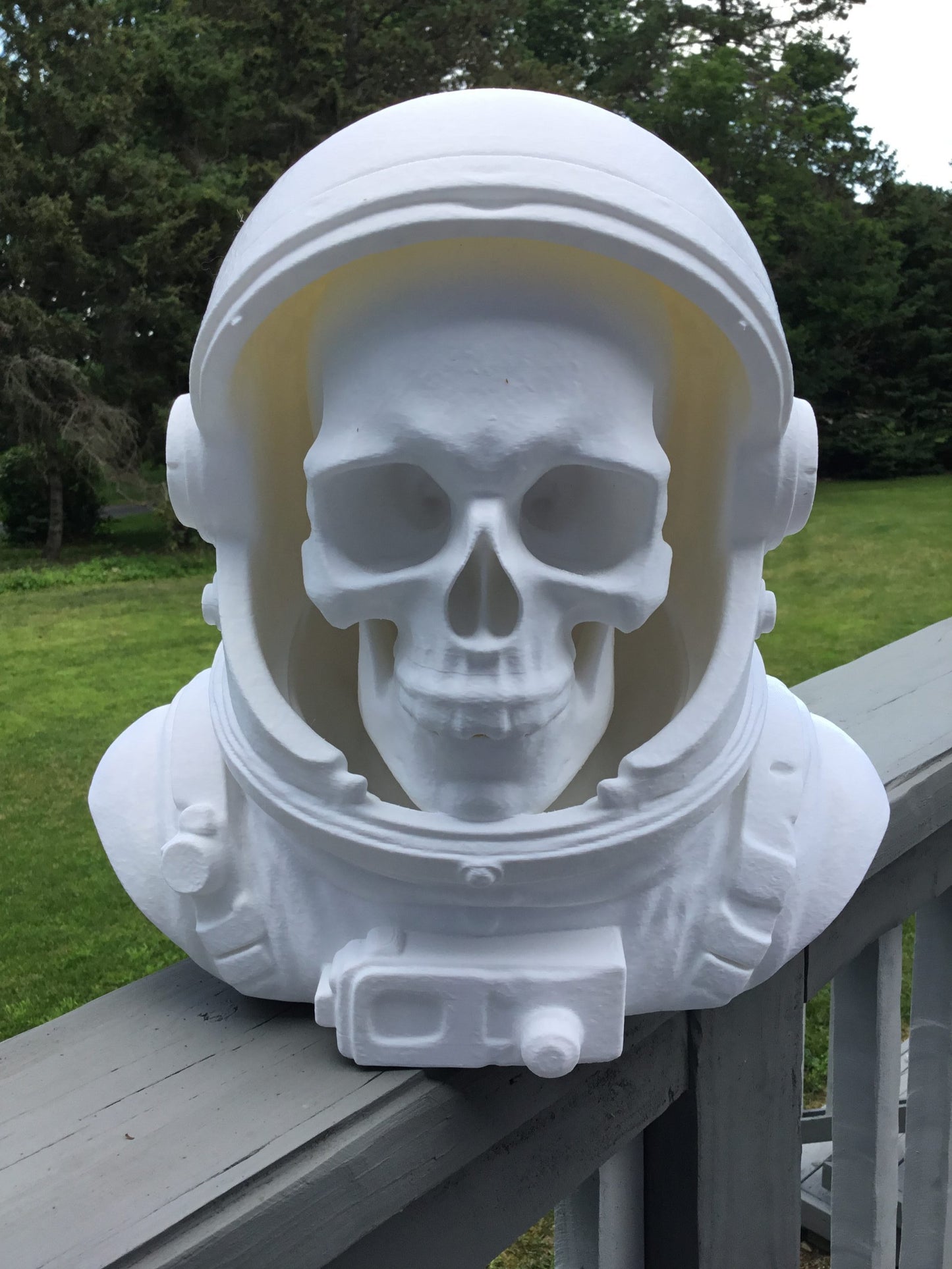 Custom 13" Astronaut Skull Helmet Display Bust Space Art Sculpture Unique Decor