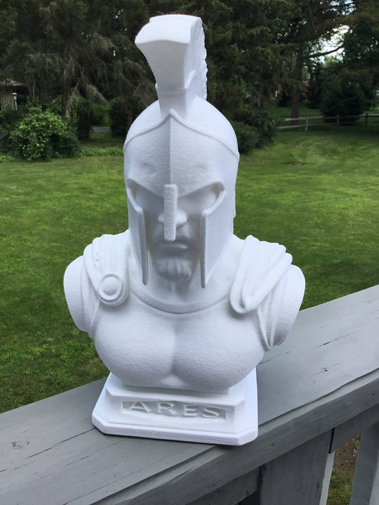 Custom 13" Ares God of War Bust Spartan Helmet Sculpture Greek Mythology Art