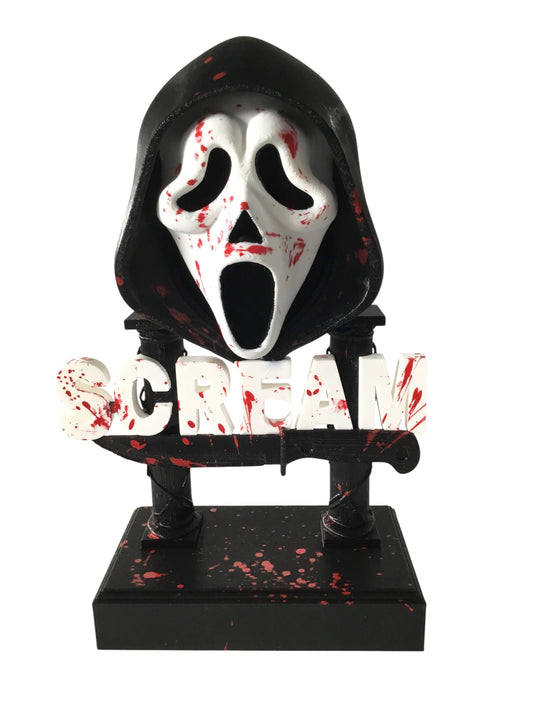 Scream Ghostface Horror Display Sign Blood Splatter 9.5" Movie Bust Ghost Face