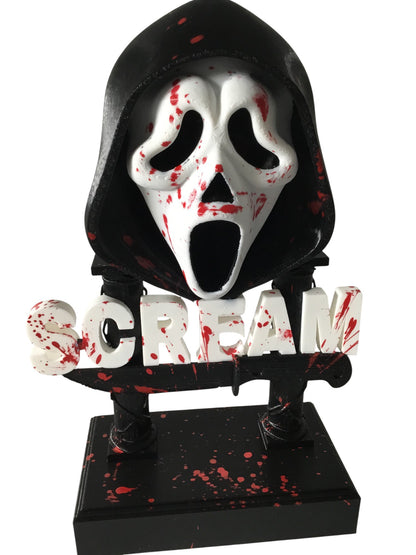 Scream Ghostface Horror Display Sign Blood Splatter 9.5" Movie Bust Ghost Face