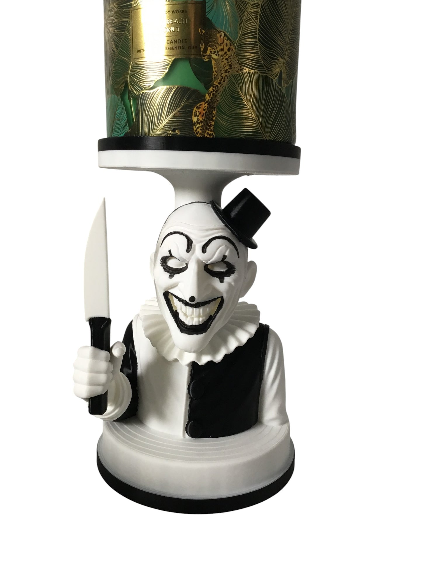 Art The Clown Terrifier 3 Wick Candle or Plant Holder Horror Decor Display Stand