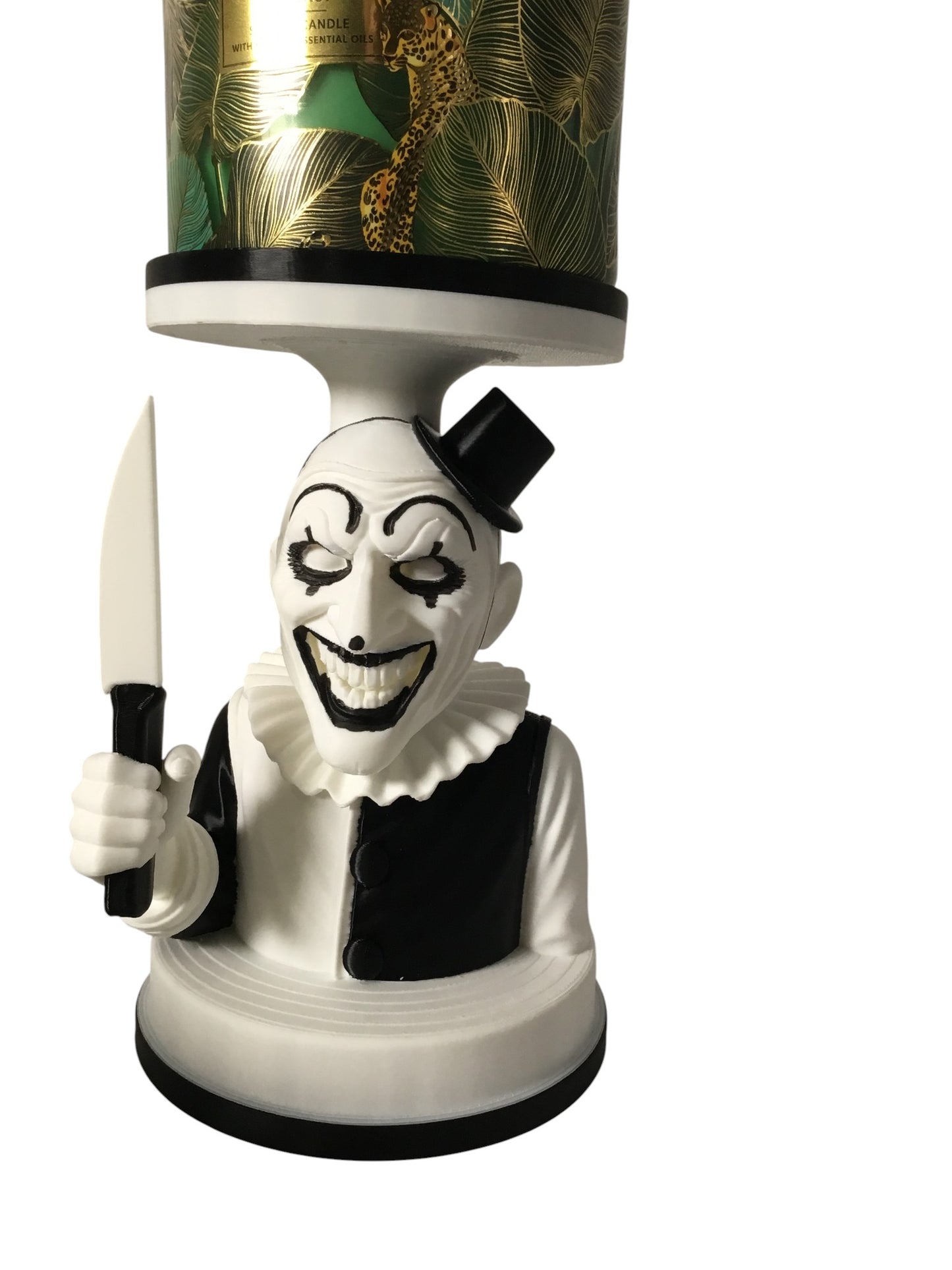 Art The Clown Terrifier 3 Wick Candle or Plant Holder Horror Decor Display Stand