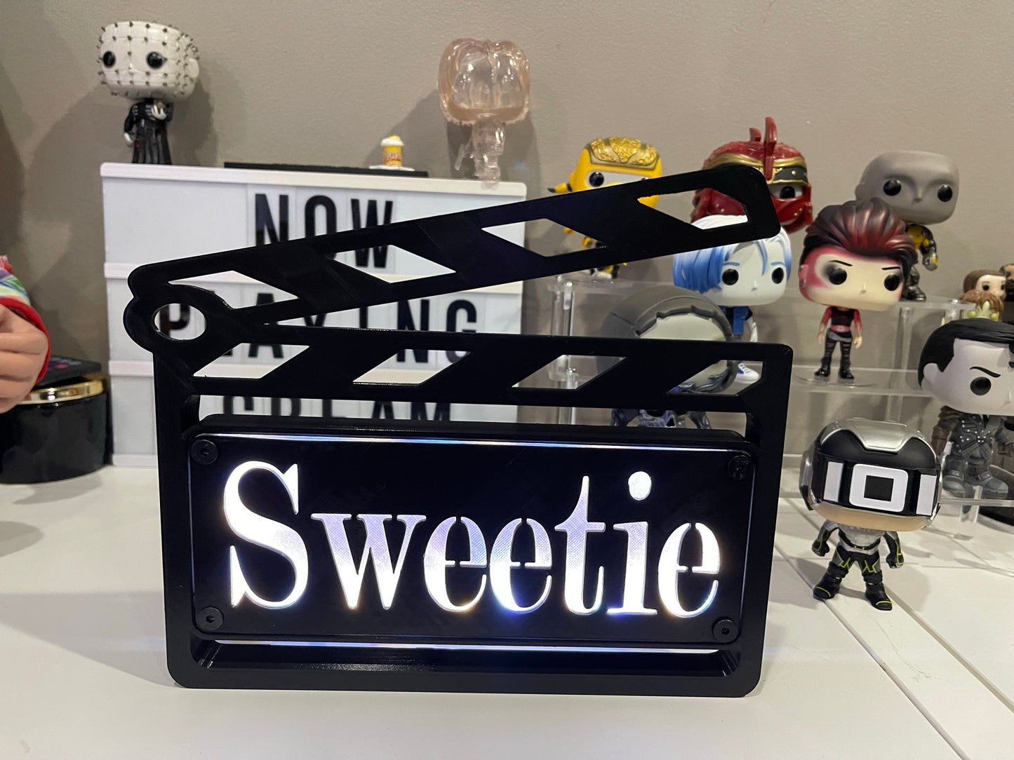 Custom MultiColor LED Clapboard Movie Sign With Remote - Add Any Name You Want