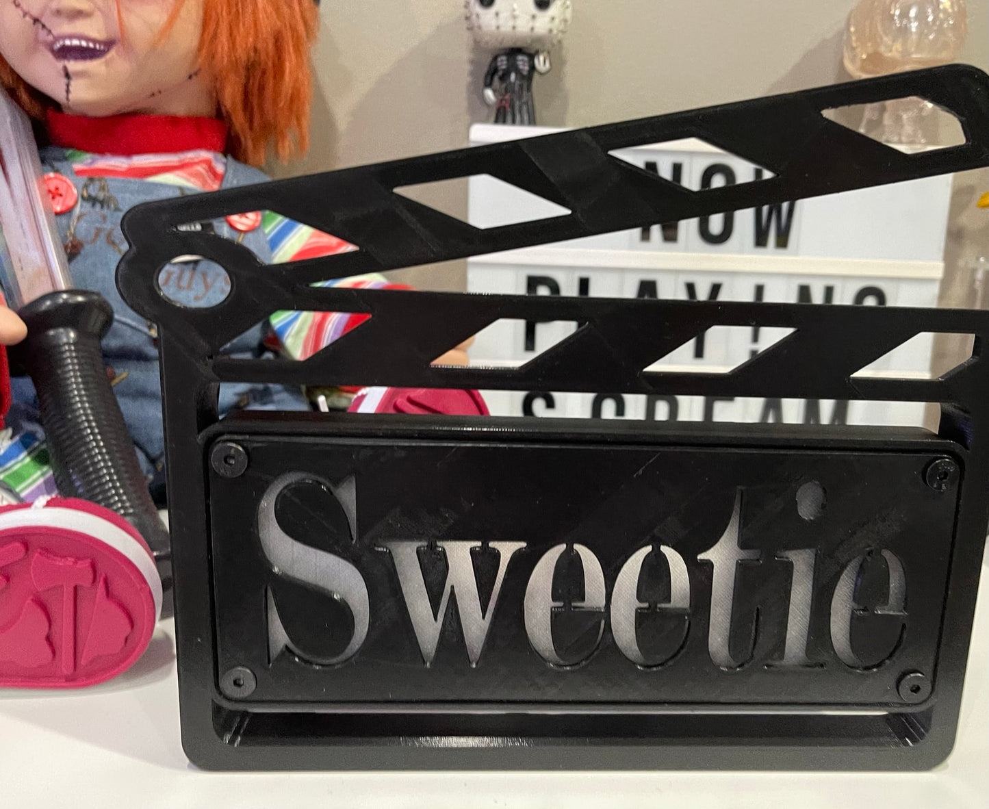 Custom MultiColor LED Clapboard Movie Sign With Remote - Add Any Name You Want