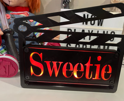 Custom MultiColor LED Clapboard Movie Sign With Remote - Add Any Name You Want