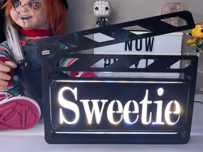 Custom MultiColor LED Clapboard Movie Sign With Remote - Add Any Name You Want