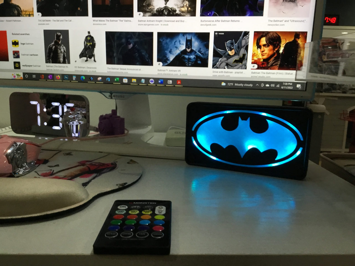 MultiColor Batman Pop LED Wall or Desk Sign With Remote, Funkos, Bat Man