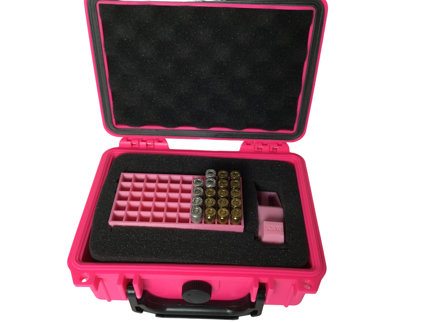 Pink or Black 9mm 380 357 38 Special Speed Loader Storage Tray Carrying Case Kit