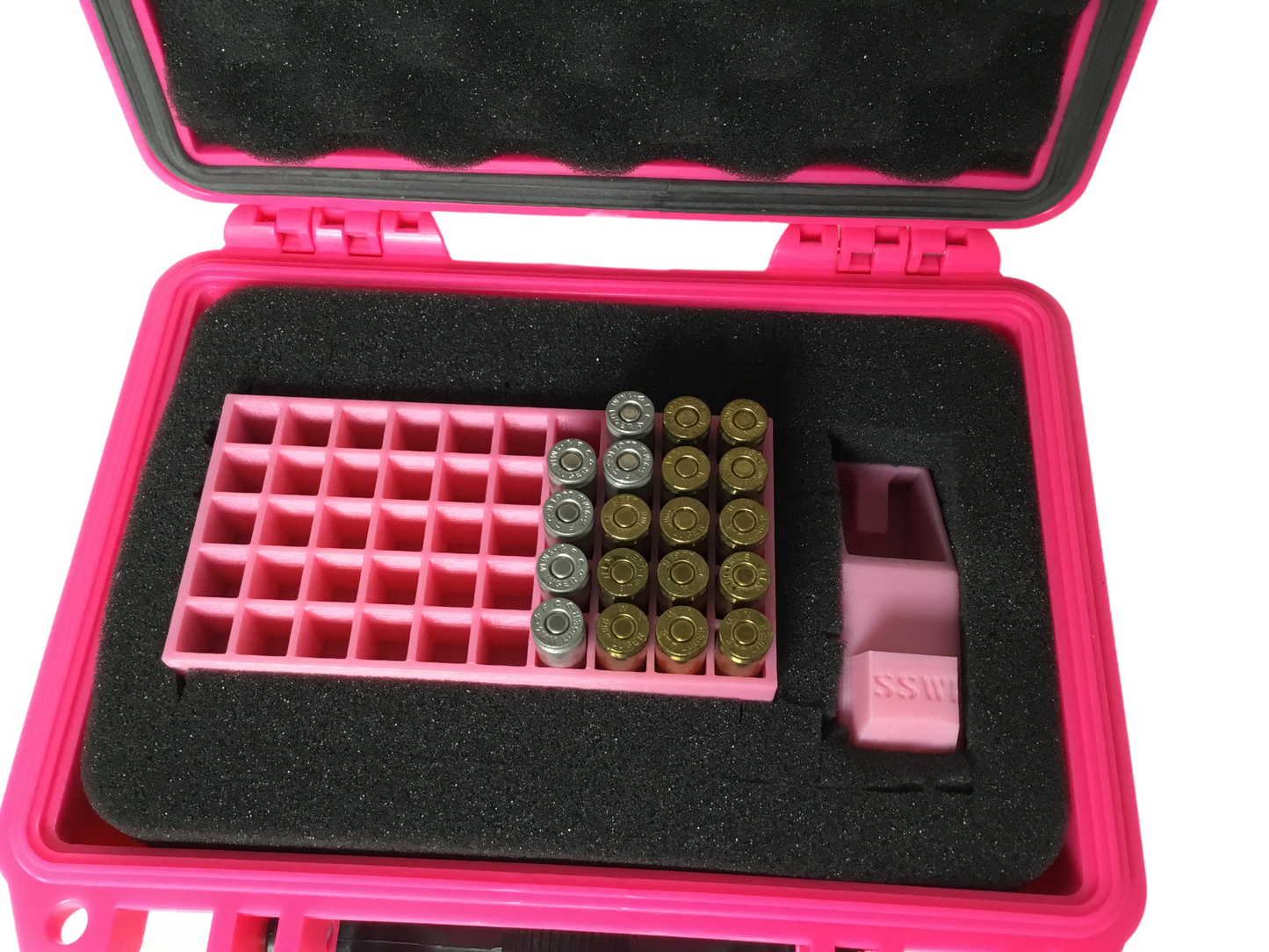 Pink or Black 9mm 380 357 38 Special Speed Loader Storage Tray Carrying Case Kit