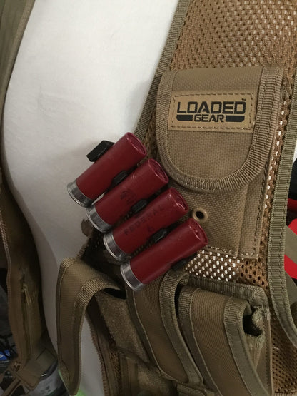 4 Shell Tactical Shotgun 12 Gauge Shell Ammo Holder with Vest / Belt Clip 12 Ga.