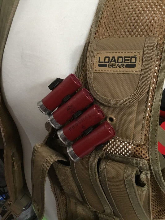 4 Shell Tactical Shotgun 12 Gauge Shell Ammo Holder with Vest / Belt Clip 12 Ga.